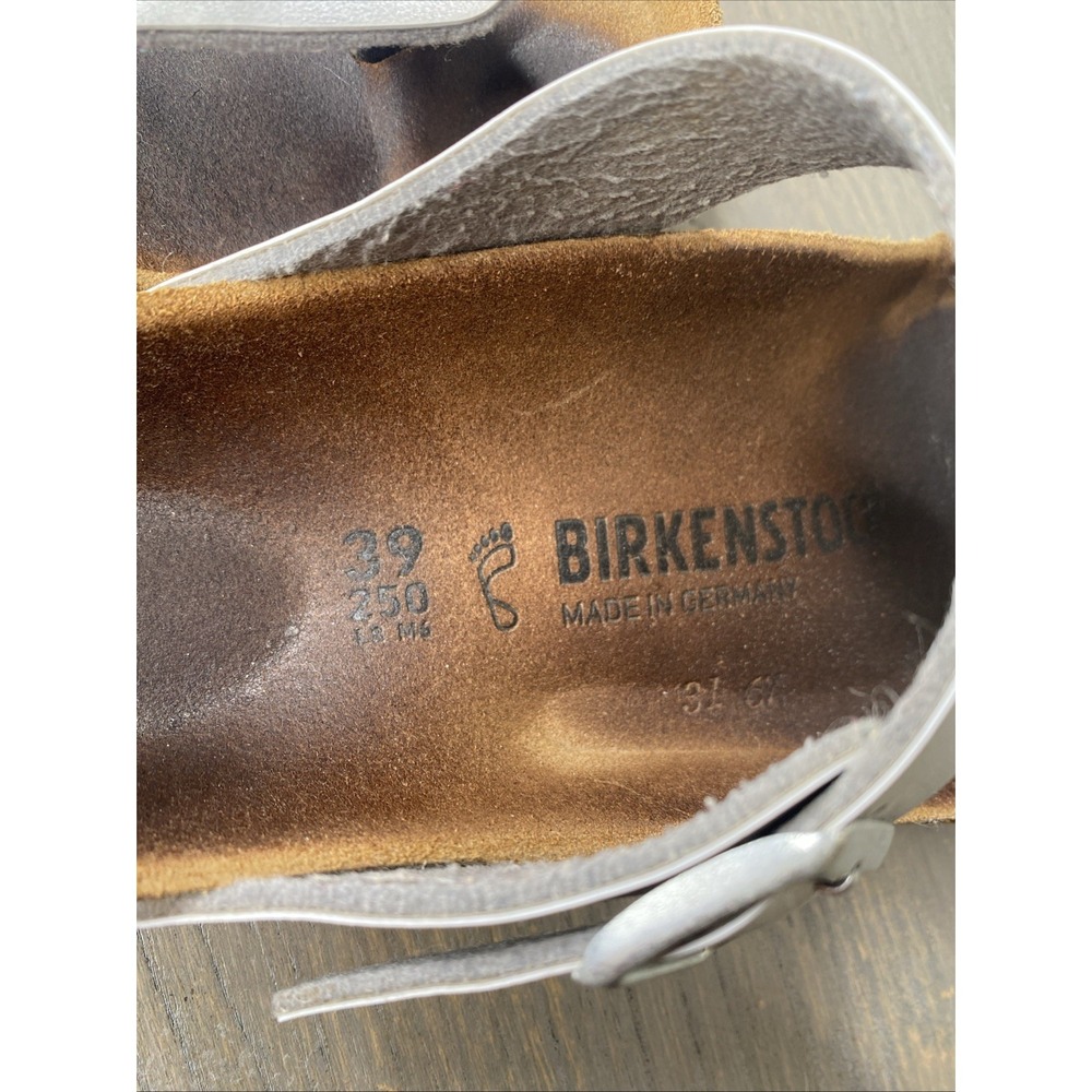 Birkenstock Gizeh Silver Metallic Birko-Flor Thong Sandals Women 39 US8 M6 - Picture 7 of 9